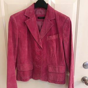 90s Y2K Pink Suede Vintage Leather Jacket Medium